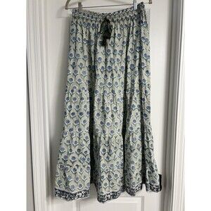 Blue Rye by Sugarbelle Cotton Hydrangea Print Maxi Skirt One Size EUC